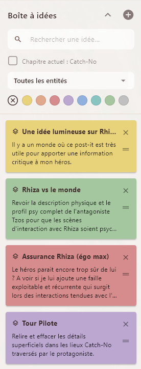 La recherche de la Boîte à idées permet de naviguer dans vos notes.