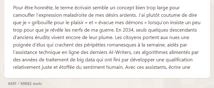 Le compteur de mots en mode édition.
